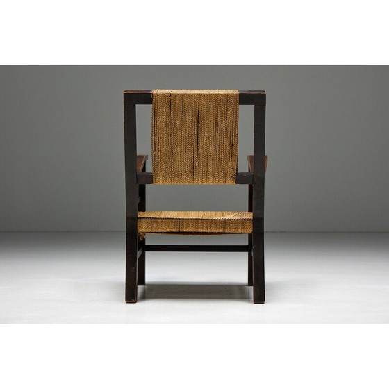 Image 1 of Vintage fauteuil in massief hout en touw, Frankrijk jaren 1930