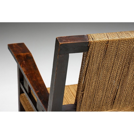 Image 1 of Vintage fauteuil in massief hout en touw, Frankrijk jaren 1930