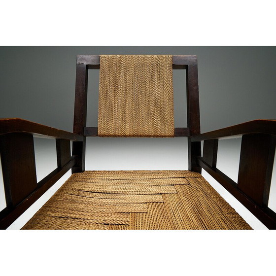 Image 1 of Vintage fauteuil in massief hout en touw, Frankrijk jaren 1930