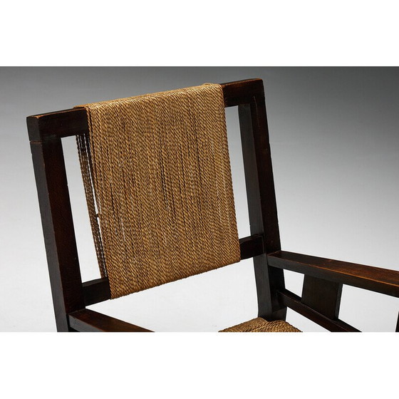 Image 1 of Vintage fauteuil in massief hout en touw, Frankrijk jaren 1930