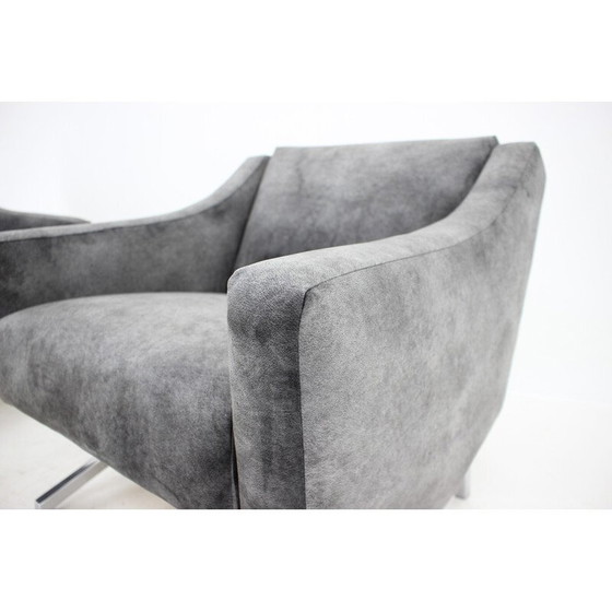 Image 1 of Paar vintage fauteuils in zwart fluweel en chroom, Italië 1970