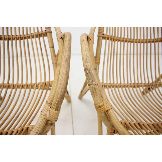 Image 1 of Paar vintage rotan fauteuils van Alan Fuchs, Tsjecho-Slowakije 1960