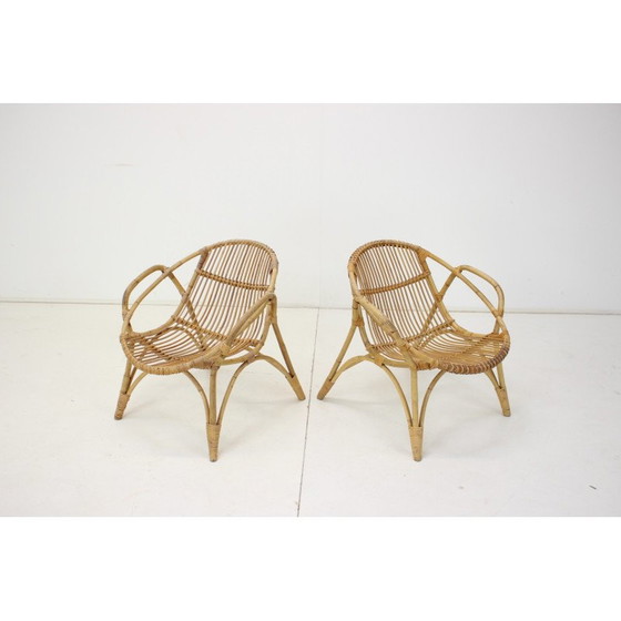 Image 1 of Paar vintage rotan fauteuils van Alan Fuchs, Tsjecho-Slowakije 1960