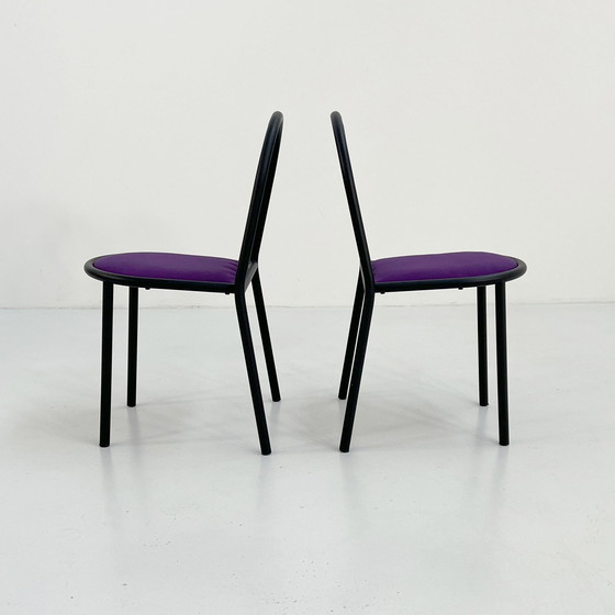 Image 1 of 4 No.222 stoelen met paarse zitting van Robert Mallet-Stevens voor Pallucco, 1980S