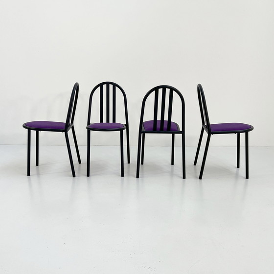 Image 1 of 4 No.222 stoelen met paarse zitting van Robert Mallet-Stevens voor Pallucco, 1980S