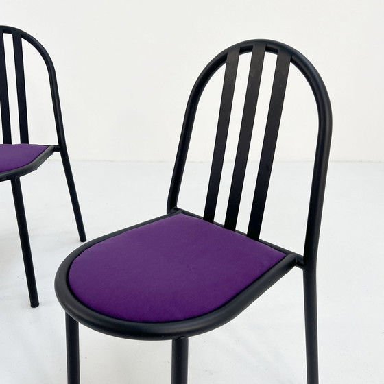 Image 1 of 4 No.222 stoelen met paarse zitting van Robert Mallet-Stevens voor Pallucco, 1980S