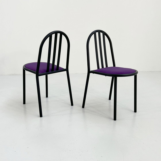 Image 1 of 4 No.222 stoelen met paarse zitting van Robert Mallet-Stevens voor Pallucco, 1980S