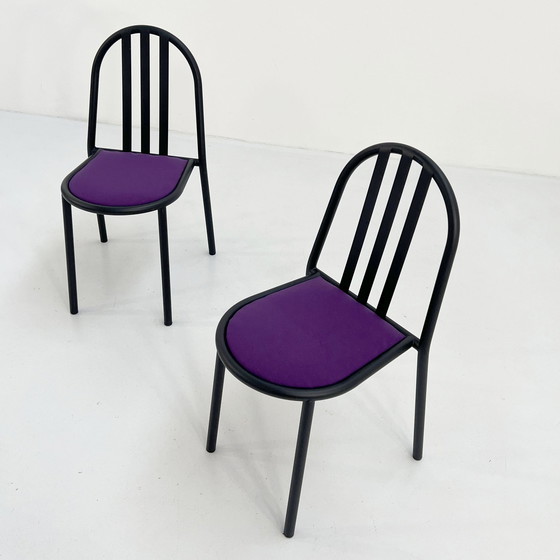 Image 1 of 4 No.222 stoelen met paarse zitting van Robert Mallet-Stevens voor Pallucco, 1980S