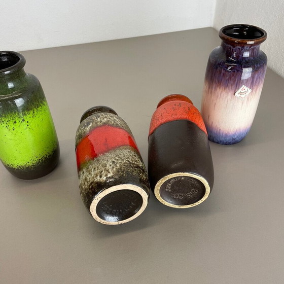 Image 1 of Set van 4 vintage aardewerk fat lava vazen door Scheurich, Duitsland 1970