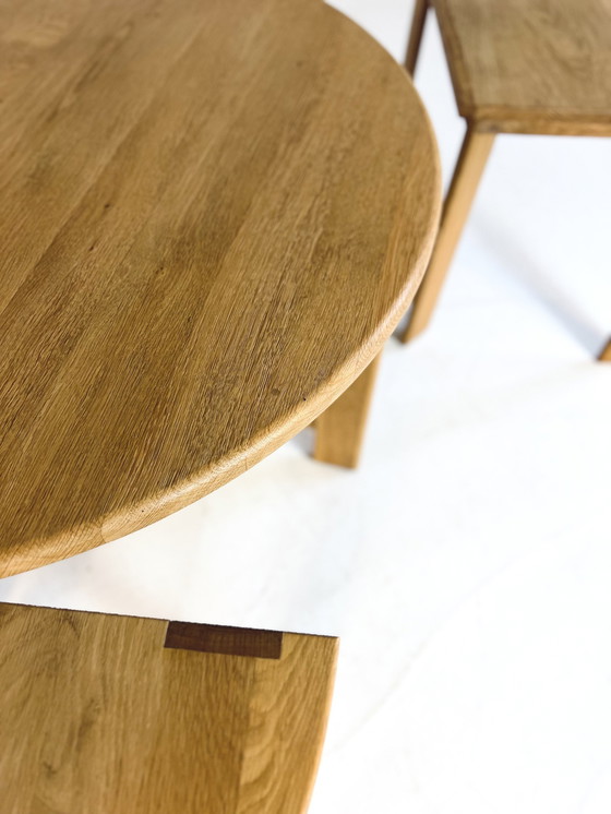 Image 1 of Eikenhouten Salontafel Met Krukjes