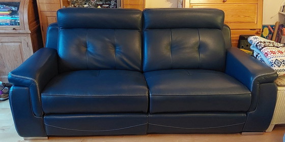 Image 1 of 3,5 Zits Bank - Luciano Leather Florida Navy Met 2 Accu'S Voor Elektrisch Voetengedeelte