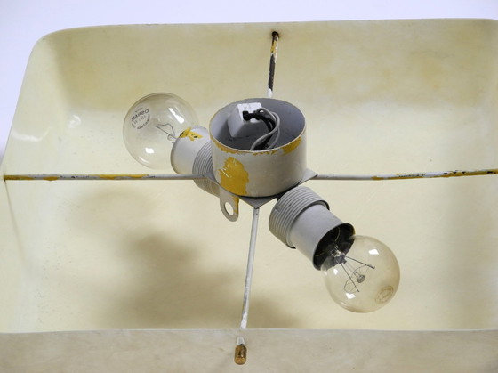 Image 1 of Prachtige Mid Century Moderne Vierkante Glasvezel Plafond- of Wandlamp