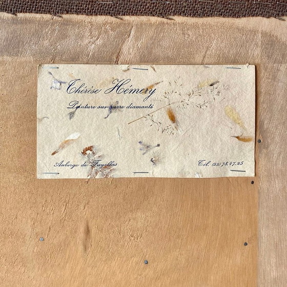 Image 1 of Vintage schilderij met glazen diamanten Boeket van Thérèse Hémery, Frankrijk 1970