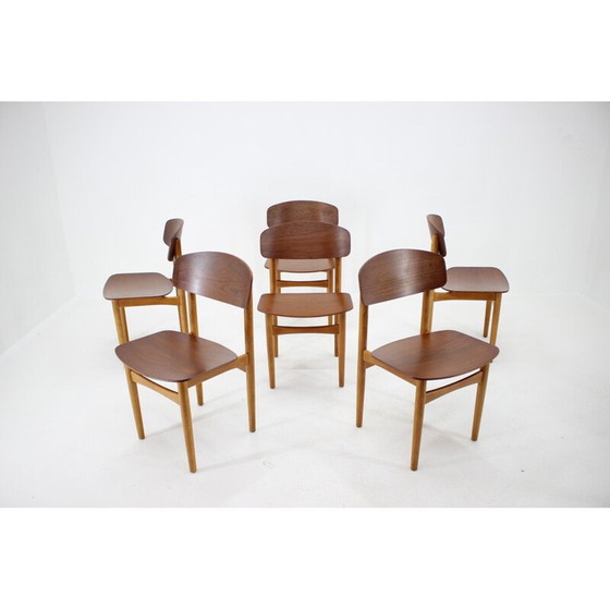 Set van 6 vintage eetkamerstoelen model 122 in eiken en teak van Børge Mogensen voor Søborg Møbelfabric, (photo 3 of 10)