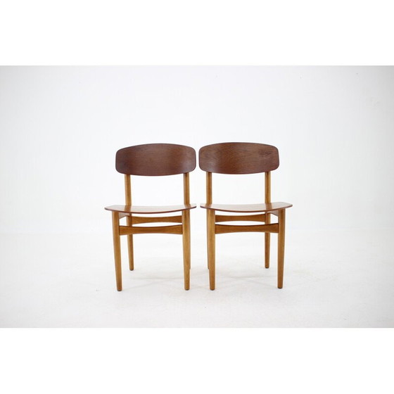 Set van 6 vintage eetkamerstoelen model 122 in eiken en teak van Børge Mogensen voor Søborg Møbelfabric, (photo 9 of 10)