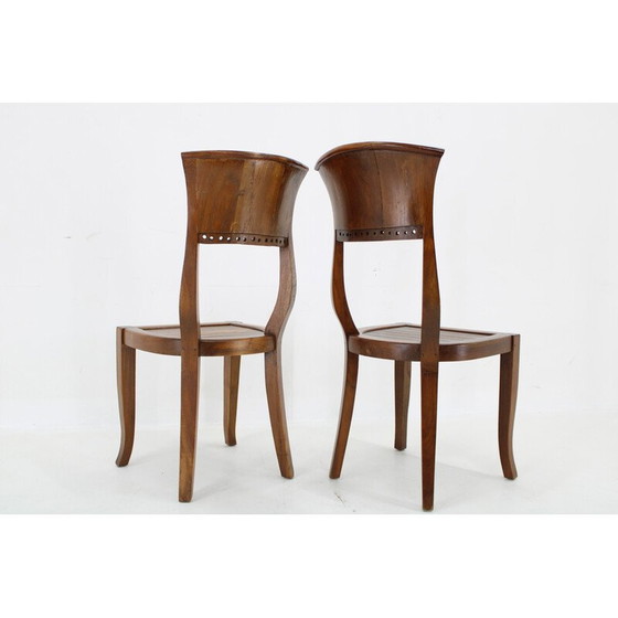 Image 1 of Paar vintage massief teakhouten stoelen, India 1980