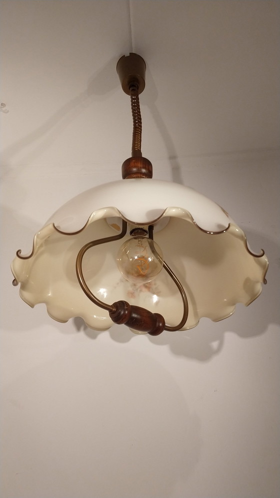 Image 1 of Grote Vintage Hanglamp Opaline Glas Jaren 50-60