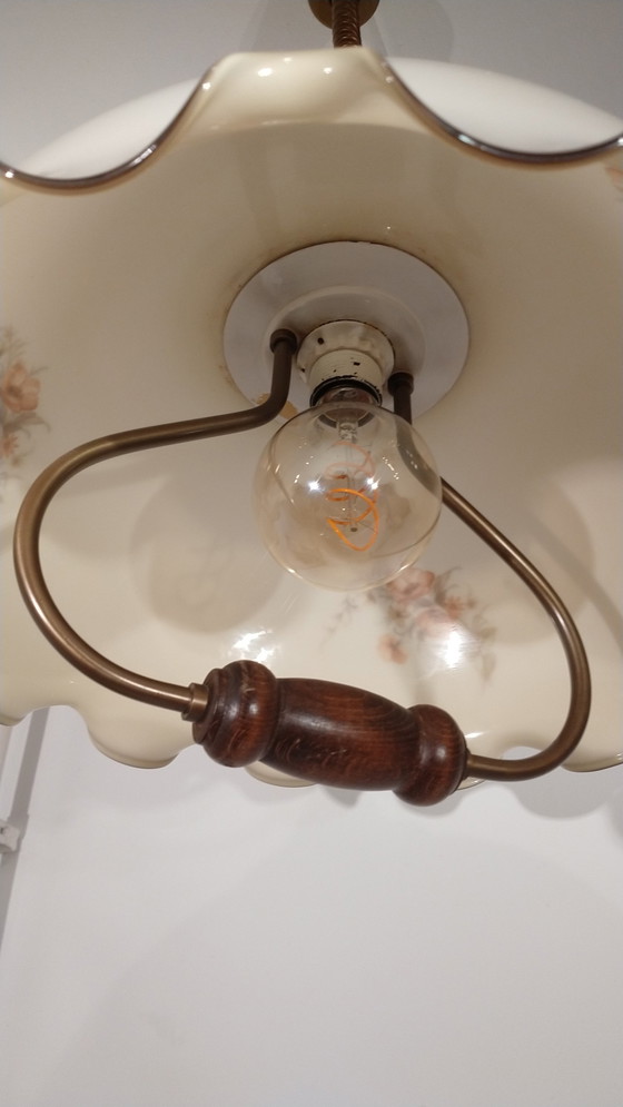 Image 1 of Grote Vintage Hanglamp Opaline Glas Jaren 50-60