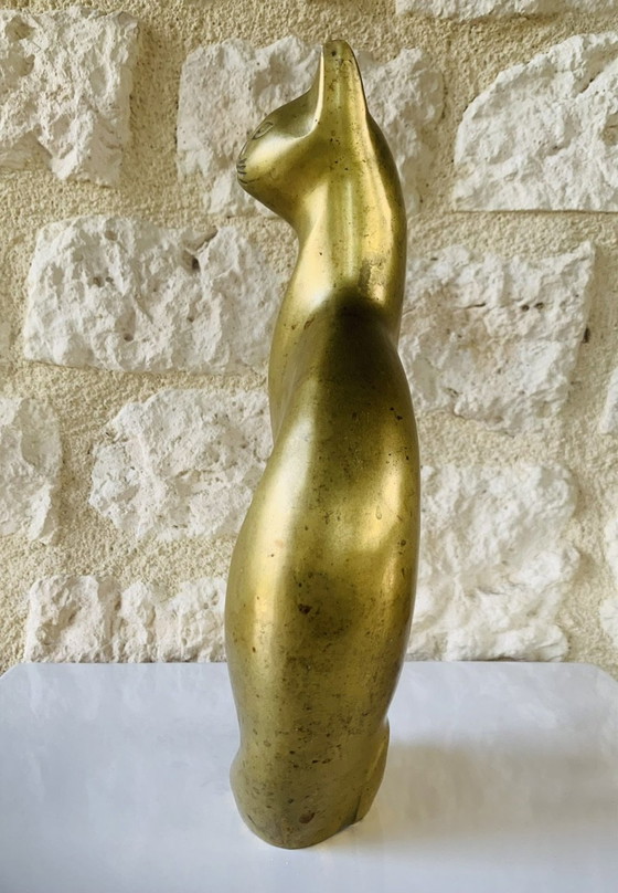 Image 1 of Messing Siamese kat sculptuur