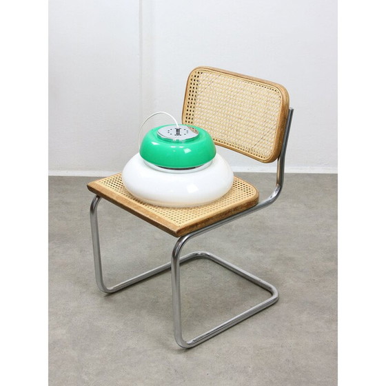 Image 1 of Vintage Space Age plafondlamp in wit en groen acrylglas, Italië 1970