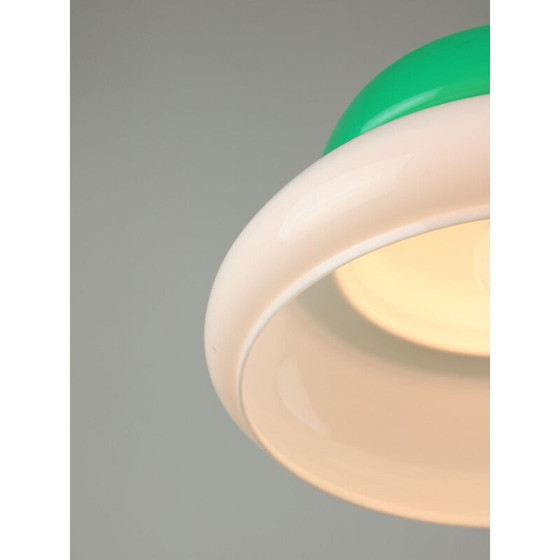 Image 1 of Vintage Space Age plafondlamp in wit en groen acrylglas, Italië 1970