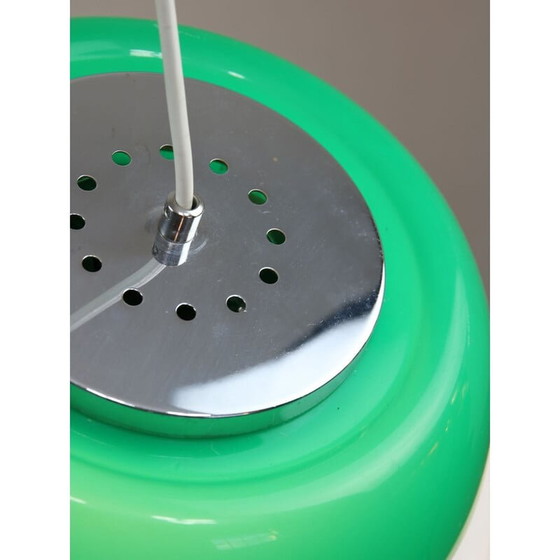 Image 1 of Vintage Space Age plafondlamp in wit en groen acrylglas, Italië 1970