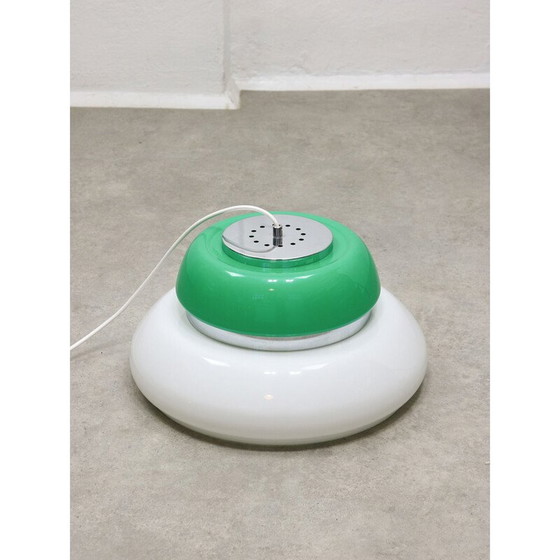 Image 1 of Vintage Space Age plafondlamp in wit en groen acrylglas, Italië 1970