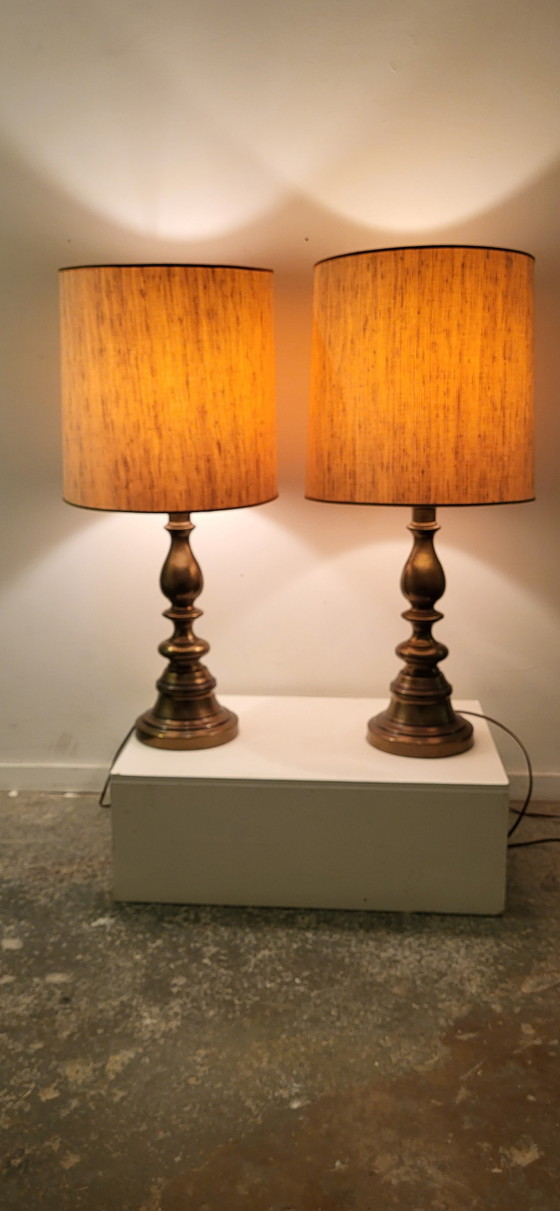 Image 1 of Twee Stiffel Style Lampen Hollywood Regency