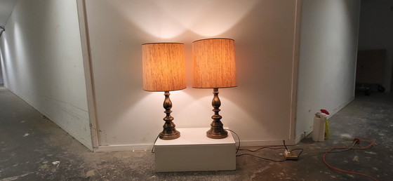 Image 1 of Twee Stiffel Style Lampen Hollywood Regency