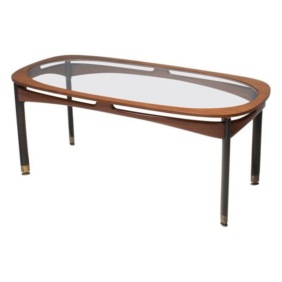 Image 1 of Vintage tafel van rozenhout en glas, Italië 1950