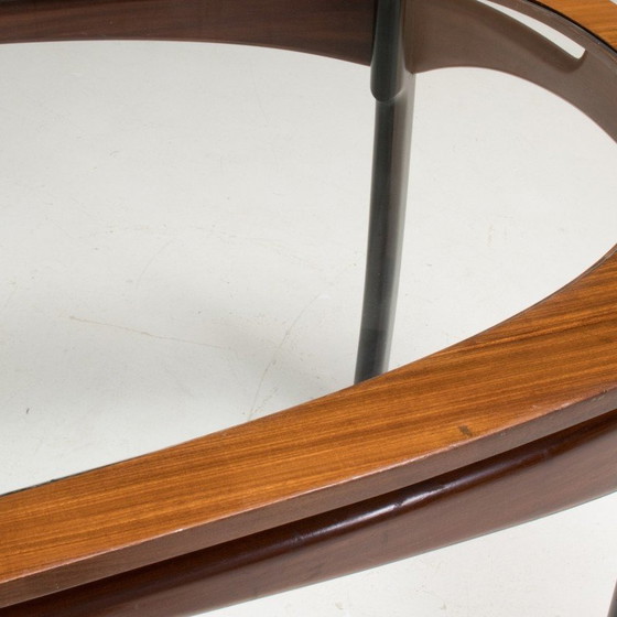 Image 1 of Vintage tafel van rozenhout en glas, Italië 1950