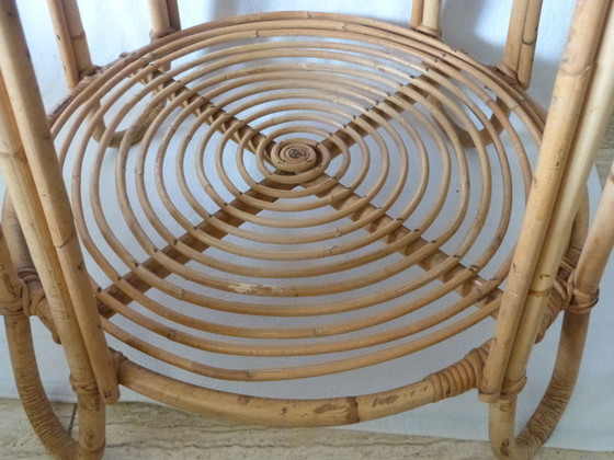 Image 1 of Vintage sokkel tafel rotan / formica