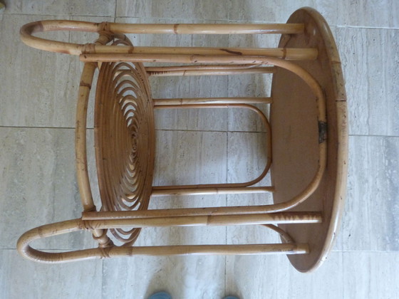 Image 1 of Vintage sokkel tafel rotan / formica