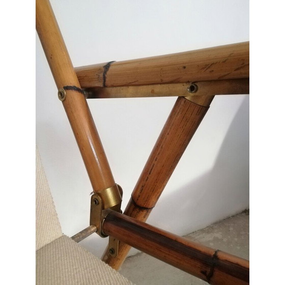 Image 1 of Vintage bamboe & stoffen klapstoel, 1960