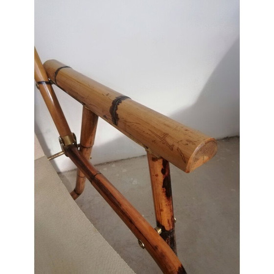 Image 1 of Vintage bamboe & stoffen klapstoel, 1960