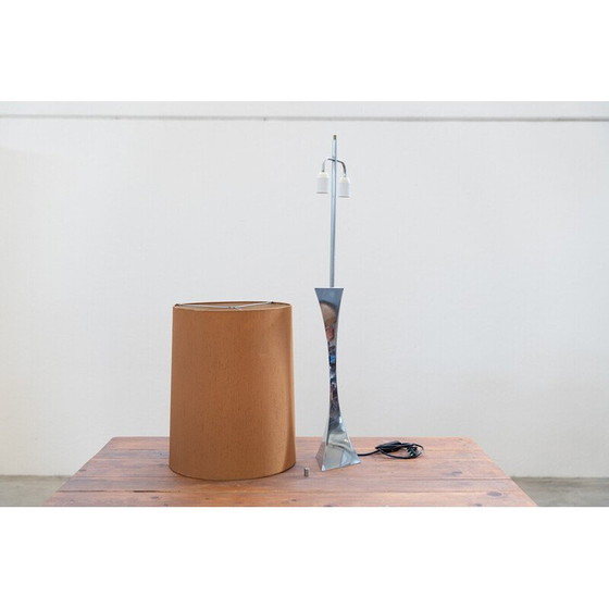 Image 1 of Set van 3 vintage stoffen en metalen tafellampen van A. Tonello en A. Montagna Grillo, Italië 1970