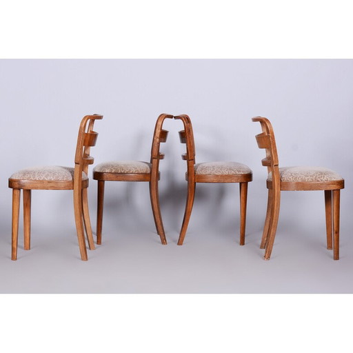 Set van 4 vintage Art Deco stoelen van beukenhout en walnoot door Thonet, Tsjechië jaren 1930