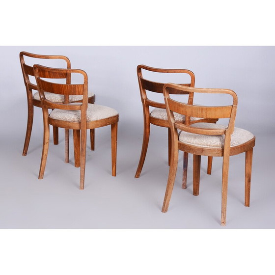 Image 1 of Set van 4 vintage Art Deco stoelen van beukenhout en walnoot door Thonet, Tsjechië jaren 1930