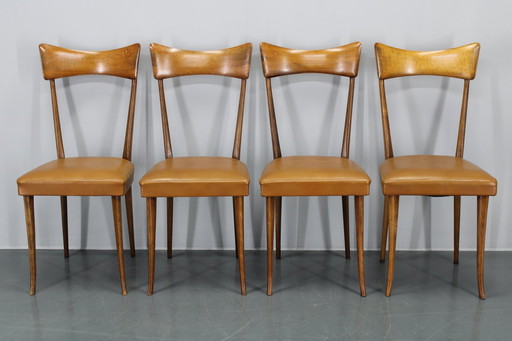 1950S Set van Vier Italiaanse Eetkamerstoelen