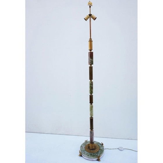 Image 1 of Vintage vloerlamp in onyx marmer en goud, Italië 1960