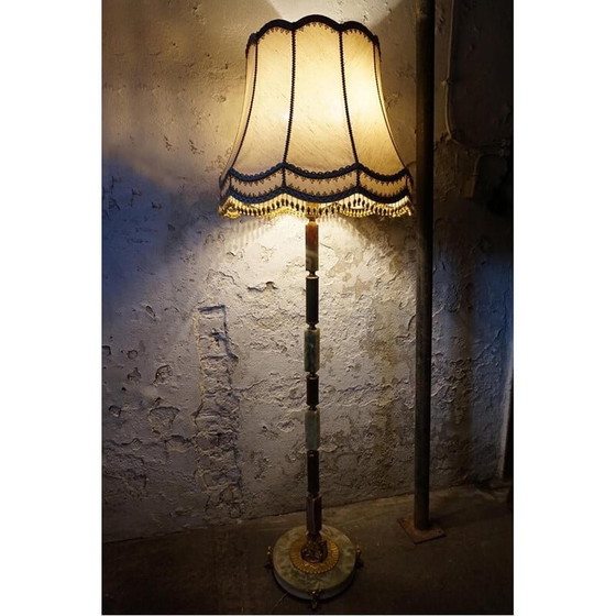Image 1 of Vintage vloerlamp in onyx marmer en goud, Italië 1960