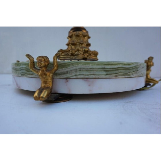 Image 1 of Vintage vloerlamp in onyx marmer en goud, Italië 1960