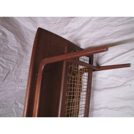 Image 1 of Vintage Deense salontafel van Arne Hovmand Olsen in teak met cane-plank