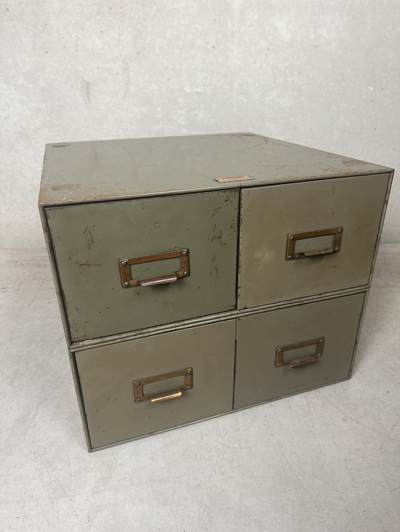 Image 1 of 2X Vintage Industrieel Ladekastje