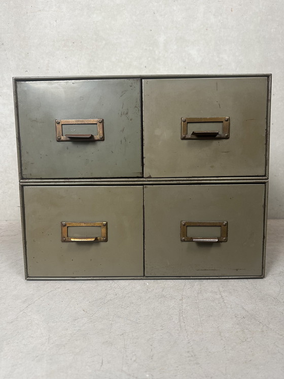 Image 1 of 2X Vintage Industrieel Ladekastje