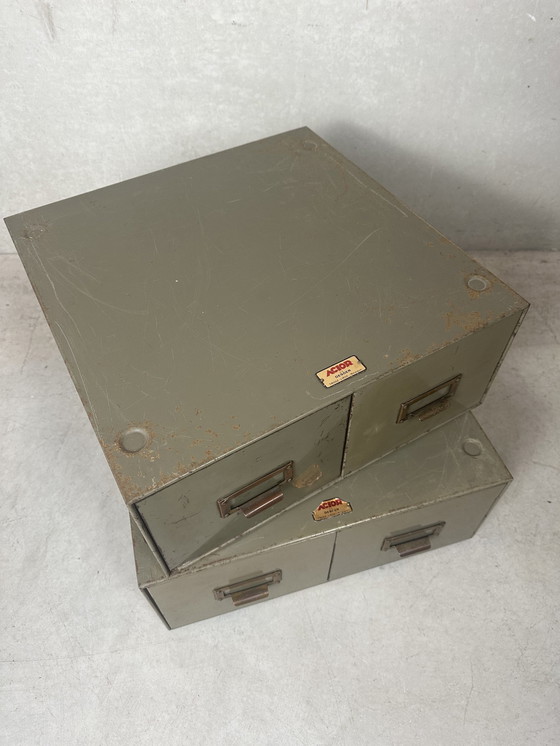 Image 1 of 2X Vintage Industrieel Ladekastje