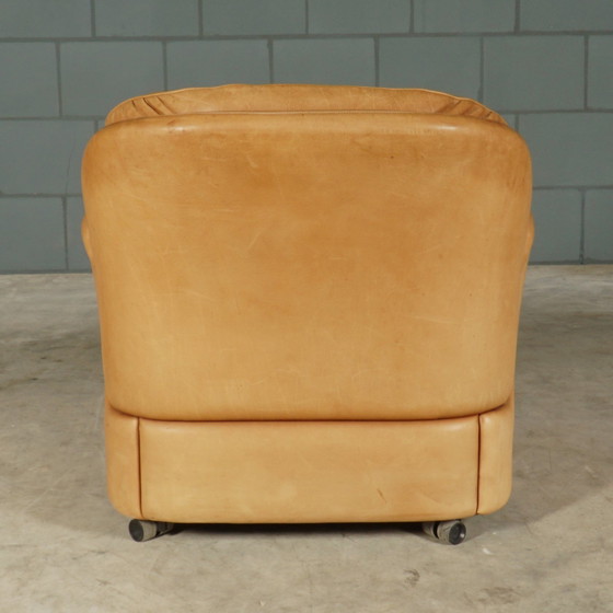 Image 1 of Vintage Leren Fauteuil Met Hocker – Hans Kaufeld – Jaren 70