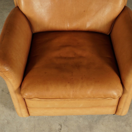 Image 1 of Vintage Leren Fauteuil Met Hocker – Hans Kaufeld – Jaren 70