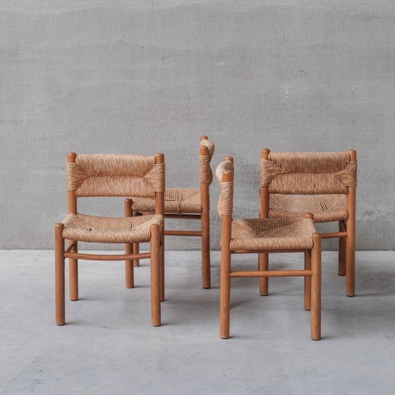 Image 1 of Set van 4 vintage rieten eetkamerstoelen, Italië 1960