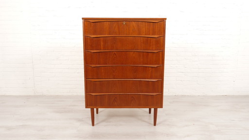 Vintage Deense Ladekast | Teak | 6 Lades | 106 Cm